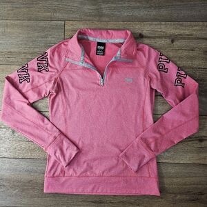 Victoria’s Secret PINK Womens XS Bright Pink Quarter Zip AthleticThumb Holes